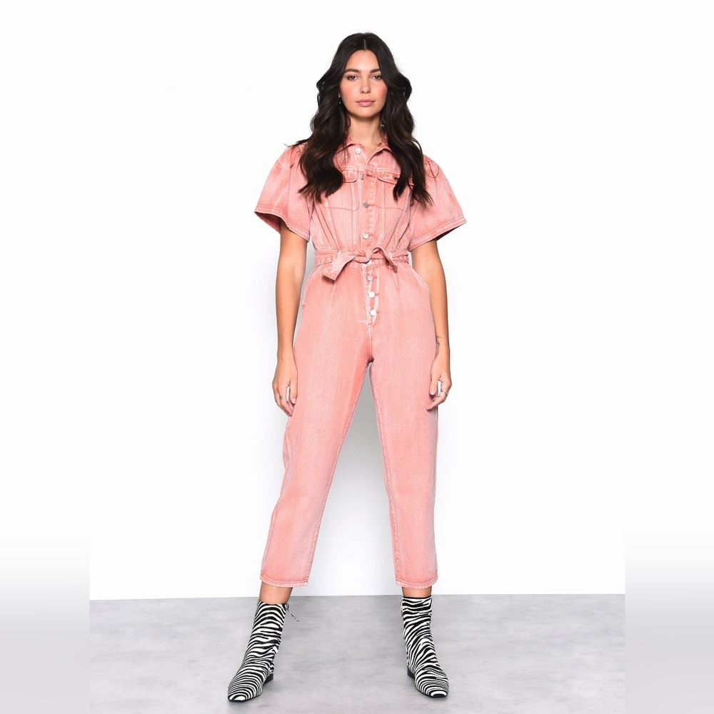 Glamorous Rose Wash Denim Jumpsuit Size 8
